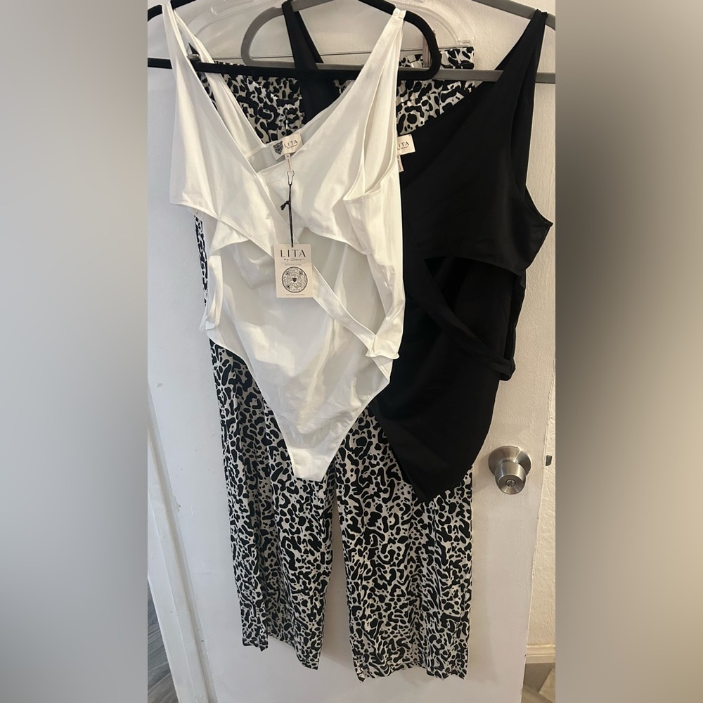 3-pc bundle new with tags Lita brand size xl leopard pants and (2) body suits